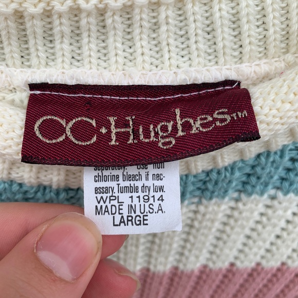 SOLD✨C.C. Hughes Pastel Striped Knit Sweater Large - Picture 4 of 5